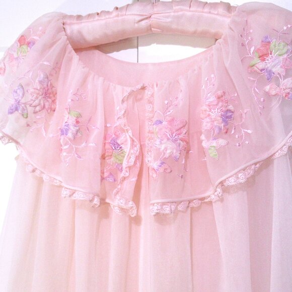 Vintage Lacy Laros Double Nylon Nightie M/L - Picture 4 of 9